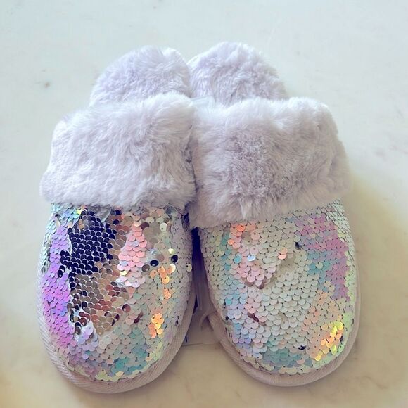 NEW Art class soft opal sequins and lavender slip on slippers YOUTH XL (6) - Picture 1 of 4